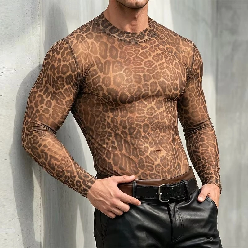 Men's Animal Print Sheer Mesh  - Wallpaper 评论和价格