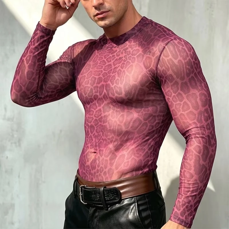 Men's Animal Print Sheer Mesh  - Wallpaper 评论和价格