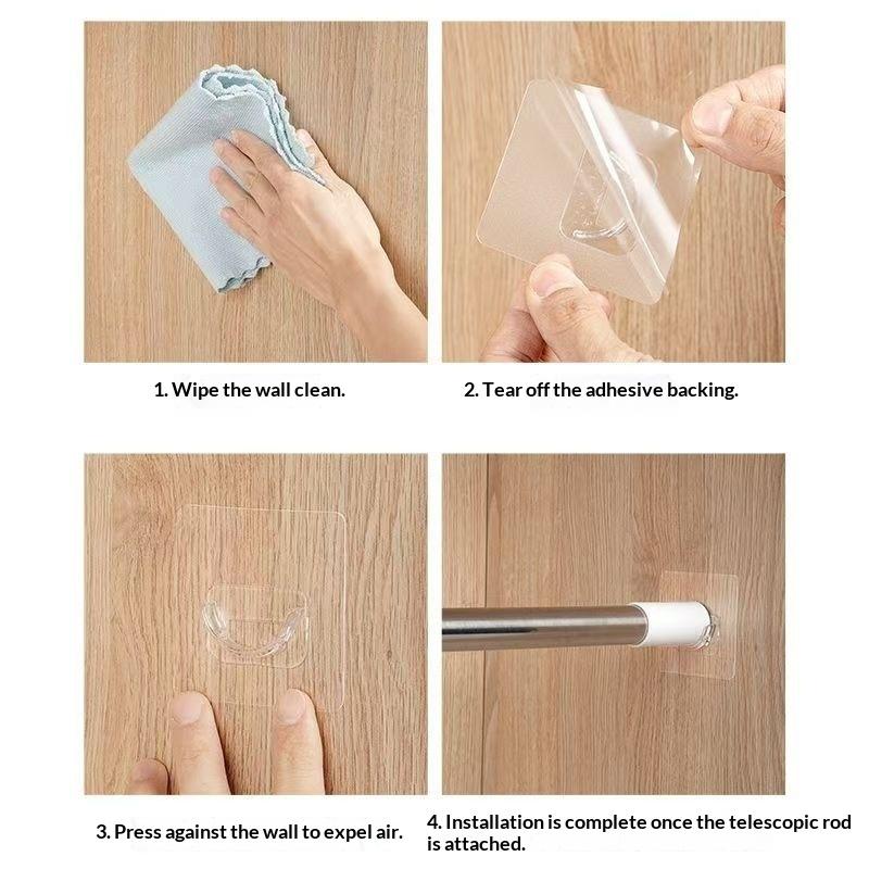 No Drill Transparent Self Adhe - Curtain Rods 评论和价格