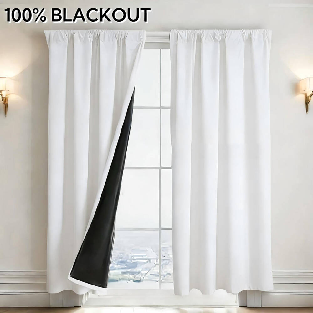 1pc 100% Blackout Curtain with - Curtain Rods 评论和价格