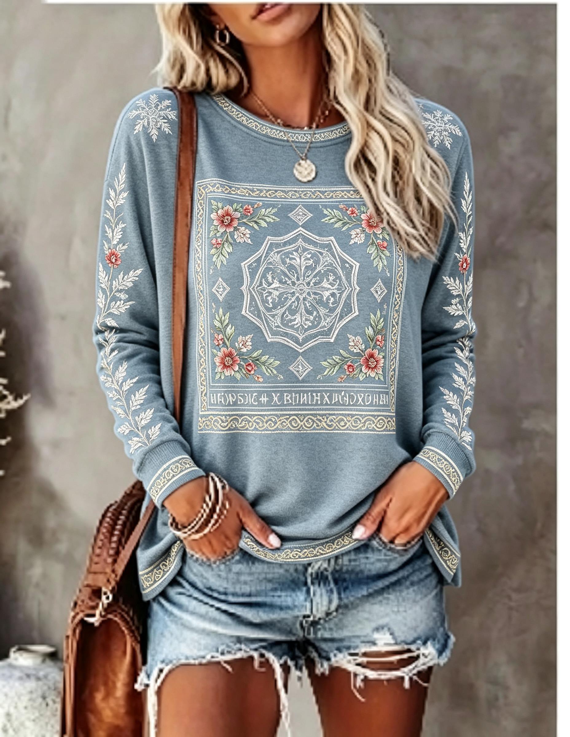 Women Crew Neck Long Sleeve T‑ - Wallpaper 评论和价格