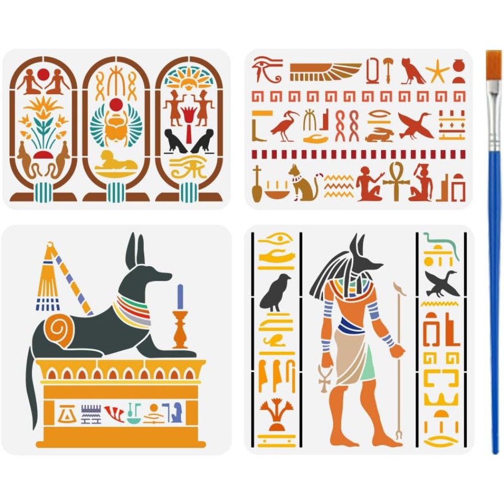 4 PCS Egyptian Symbols Stencil - Paint Brush 评论和价格