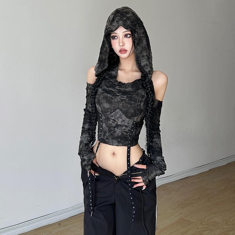 Off Shoulder Hoodie Long Sleev - Wallpaper 评论和价格