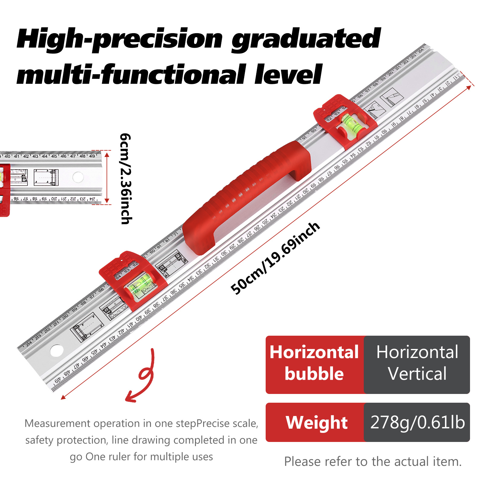 19.7inch Level Ruler Aluminum  - Home Improvement Mark 评论和价格