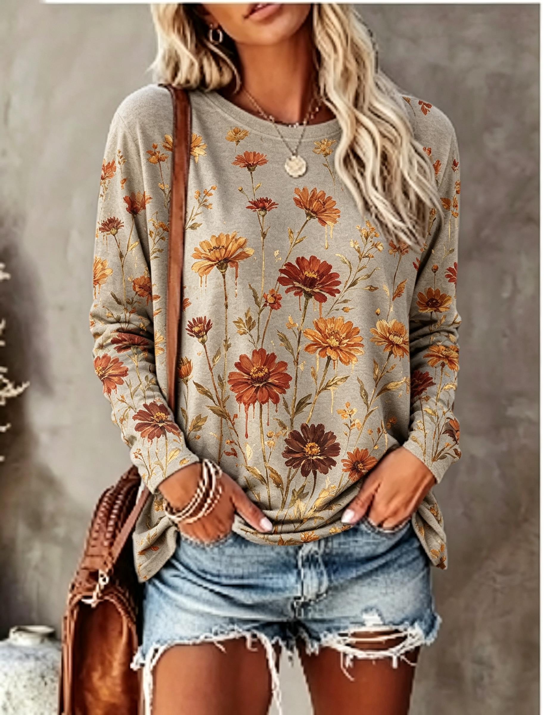 Women Long Sleeve T‑Shirt Oil  - Wallpaper 评论和价格