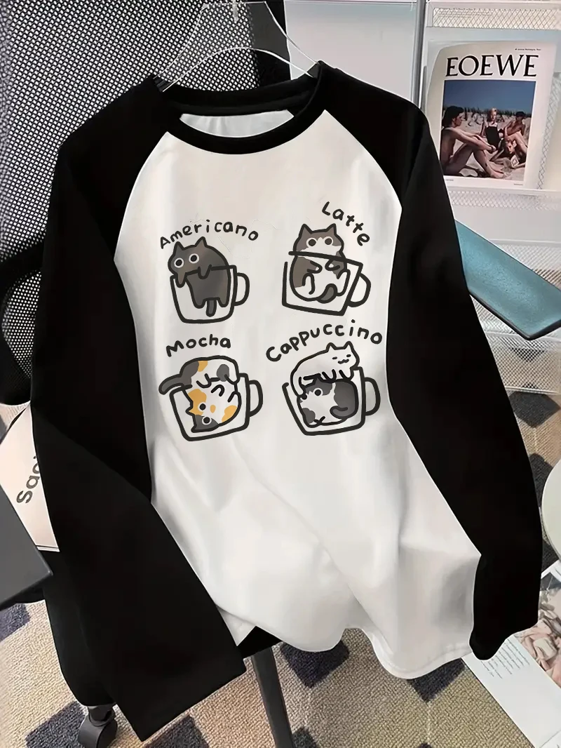 Coffee Cat Long Sleeve T-Shirt - Wallpaper 评论和价格