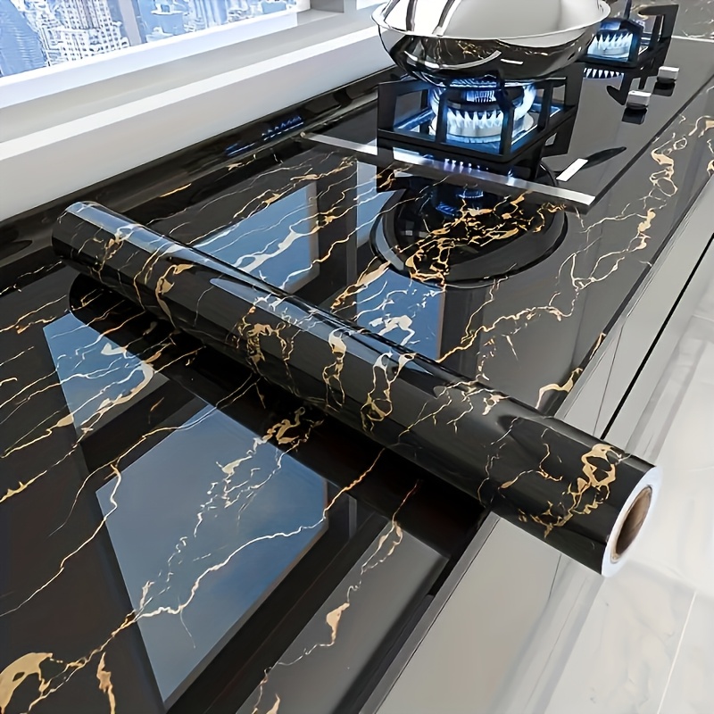 1pc Luxury Black Marble Wallpa - Wallpaper 评论和价格