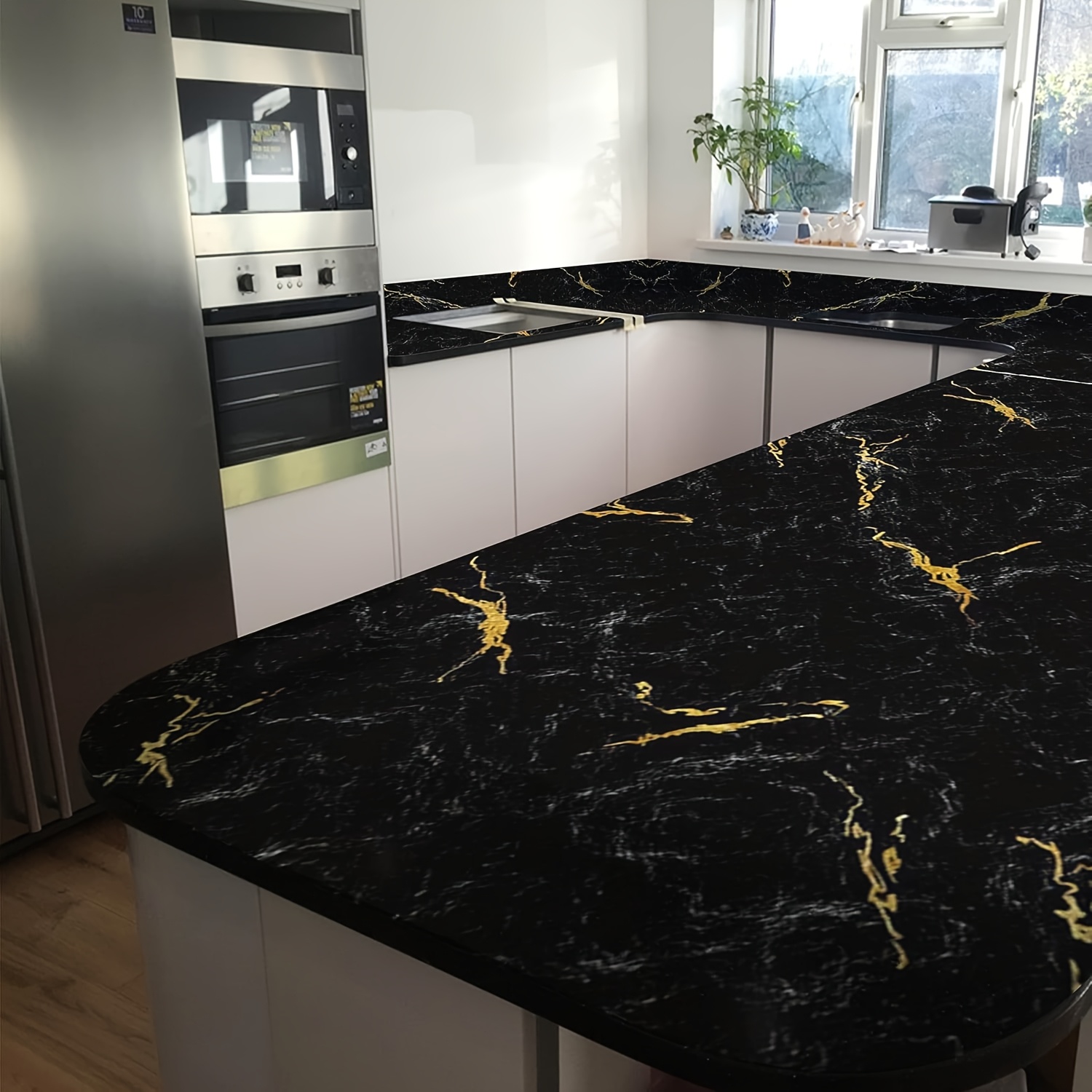 1pc Luxury Black Marble Wallpa - Wallpaper 评论和价格